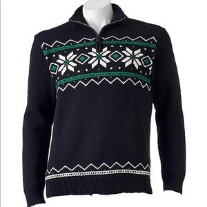 Chaps Classic-Fit Snowflake QuarterZip Sweater (L)